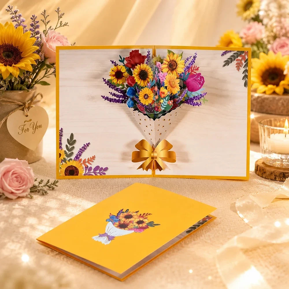 Pop-up flower bouquet card - view 6