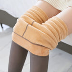Fleece-Lined Sheer-Look Tights